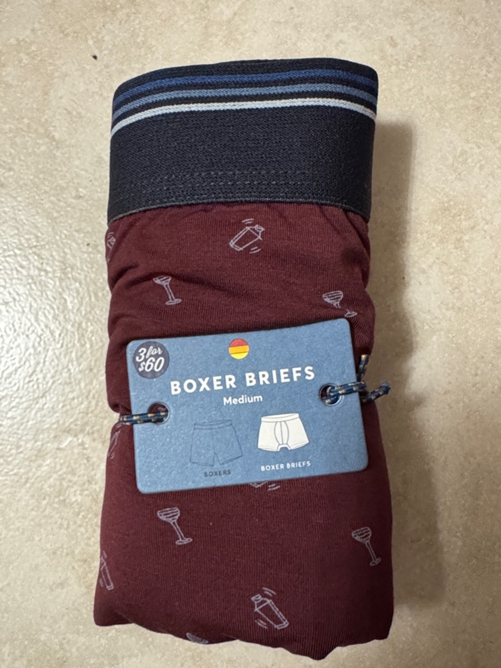 Marine Layer BOXER BRIEFS Men's Maroon martini print baby blue NWT 
S M L XL